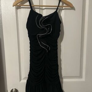 City Triangles Black Ruched Mini Dress